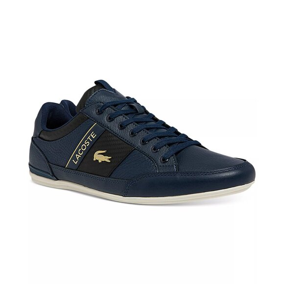 Lacoste Mens Chaymon 0120 Round Toe Lace up Sneaker Shoes Navy Black Size 8M NIB - Picture 1 of 5